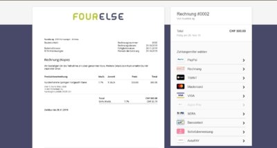 Rechnung und Zahlungsmaske